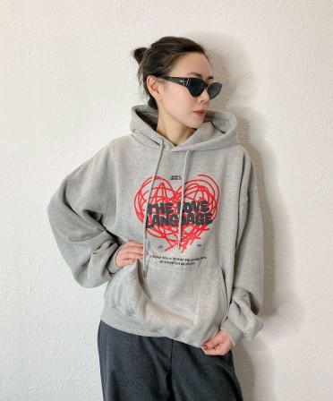 Grey Overaized Print Hoodie #250112